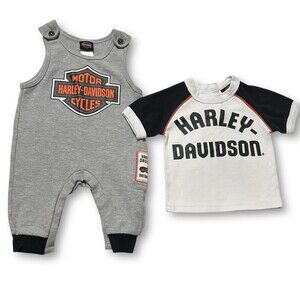 Harley Davidson Infant Overall Romper And T-shirt 3-6 Months Biker Baby